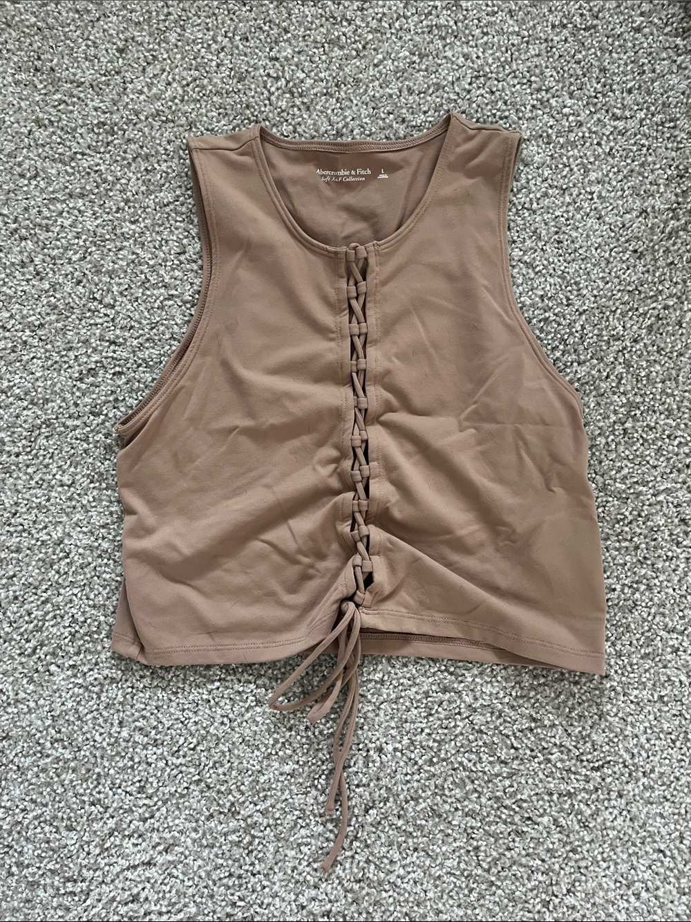 Abercrombie & Fitch Tan Front Tie Tank Size Large